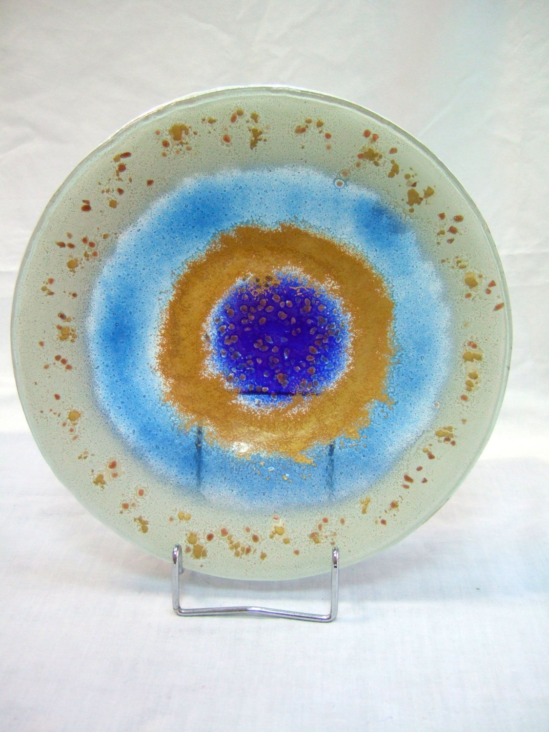 ''Blue Eye'' fused glass bowl