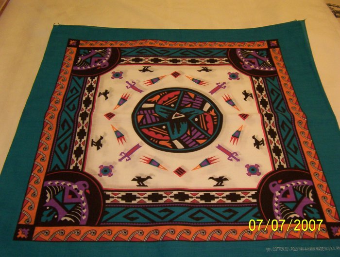 Aztec Design Bandana - Turquoise/White