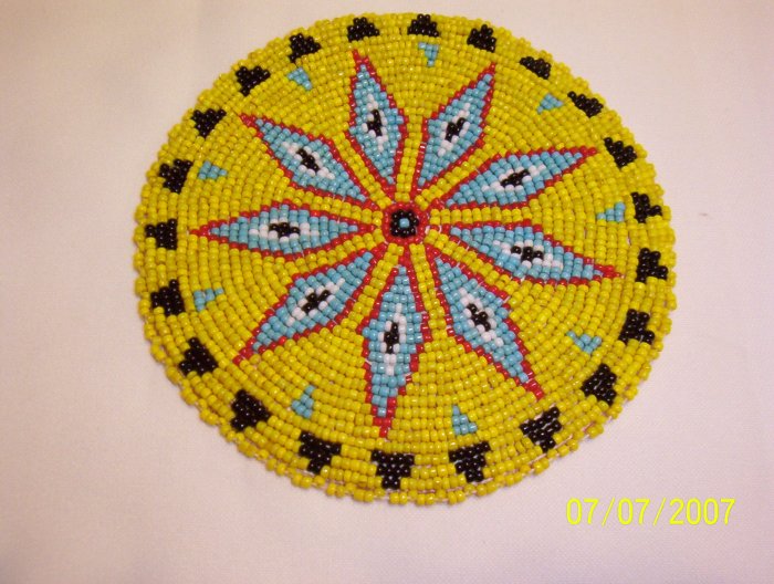 Yellow w/ Light Blue Diamonds Rosette - 5"