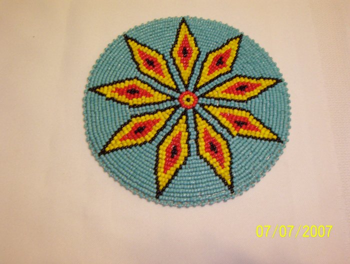 Turquoise w/ Yellow/Red Diamonds Rosette - 5"