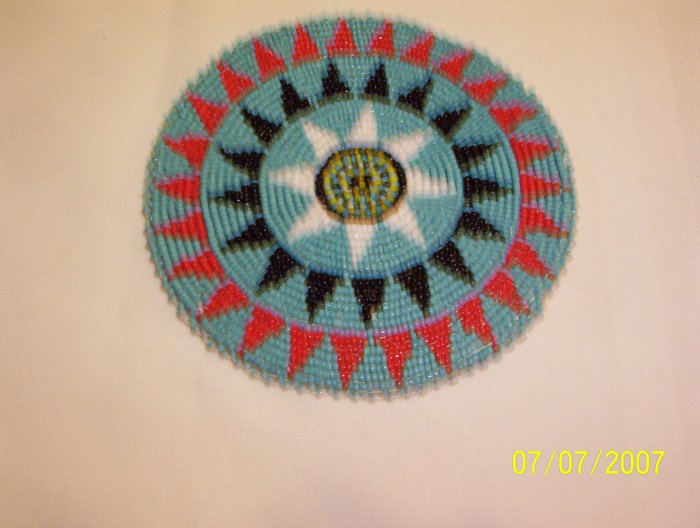 Turquoise w/ Red/Black Triangles Rosette - 5"