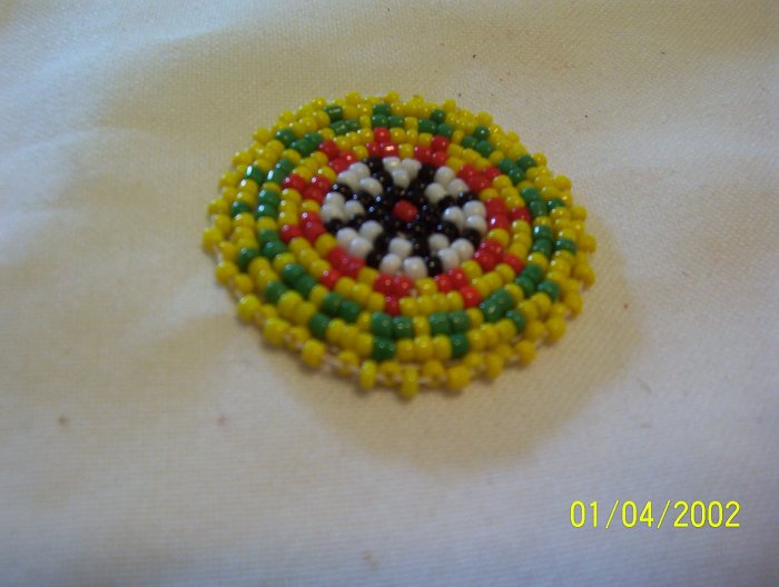 Yellow w/ Green/Red Triangles Rosette - 1 1/2"