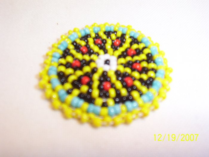 Yellow w/ Red Diamonds Rosette - 1 1/2"