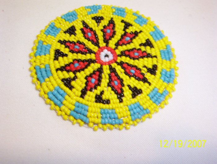 Yellow w/ Red Diamonds Rosette - 3"