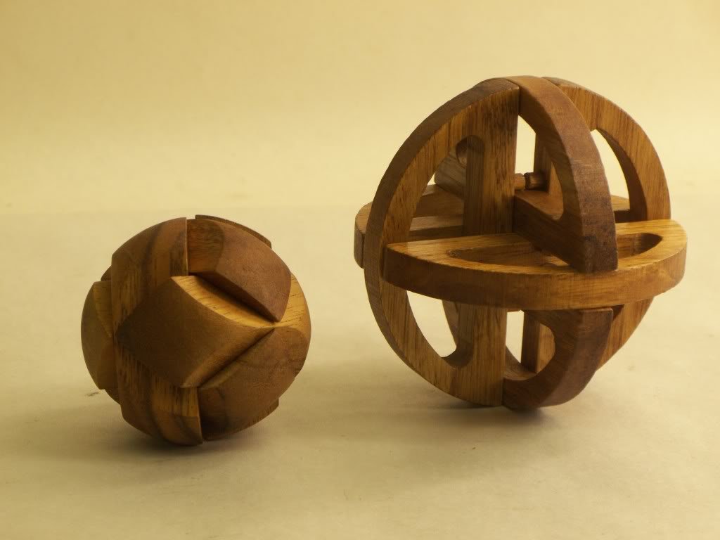 2 WOODEN 3D PUZZLES TEAK KIDS GAME TOY BRAIN TEASER