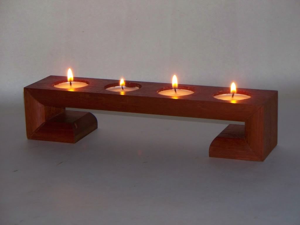 CUSTOM MADE MAHOGANY TEA LIGHT CANDLES VOTIVE HOLDER