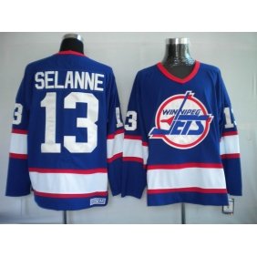 Vintage NHL Winnipeg Jets #13 TEEMU SELANNE blue Hockey Jerseys