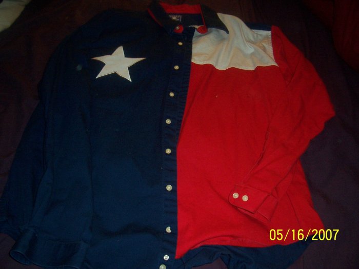 Texas Flag Western Shirt Mens X Large FREE SHIPPING