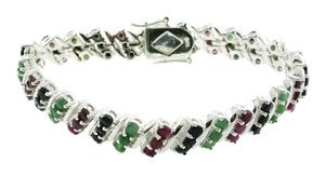 925 STERLING SILVER RUBY, EMRALD, SAPPHIRE