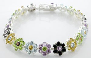 925 STERLING SILVER BRACELET WITH GENUINE MULTI COLOR