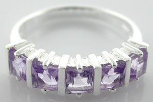 Square SHAPED FIVE Millanium Cut GENUINE Amethyst.