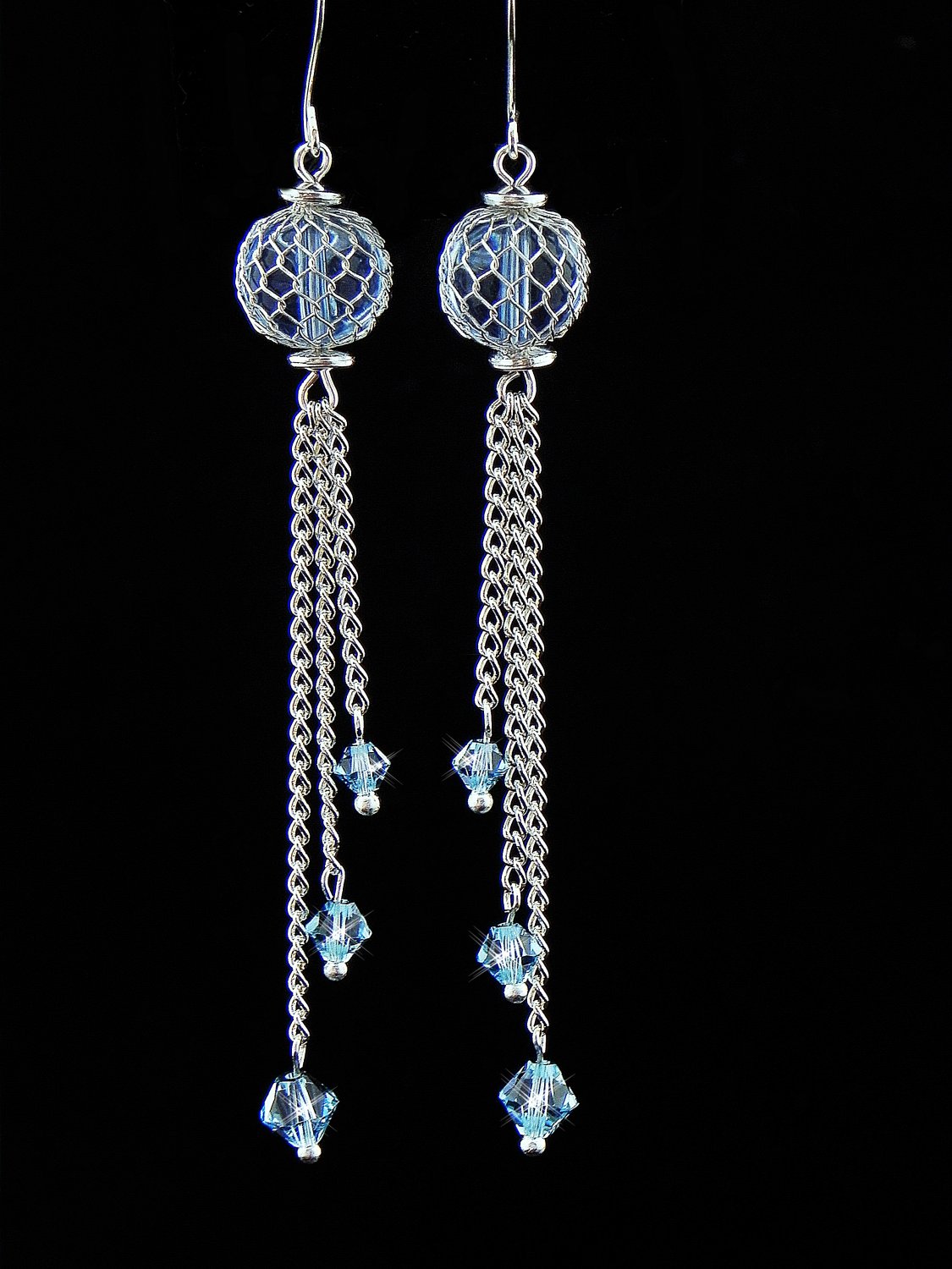 Light Blue Swarovski Crystals Earrings (Item#: 00309)