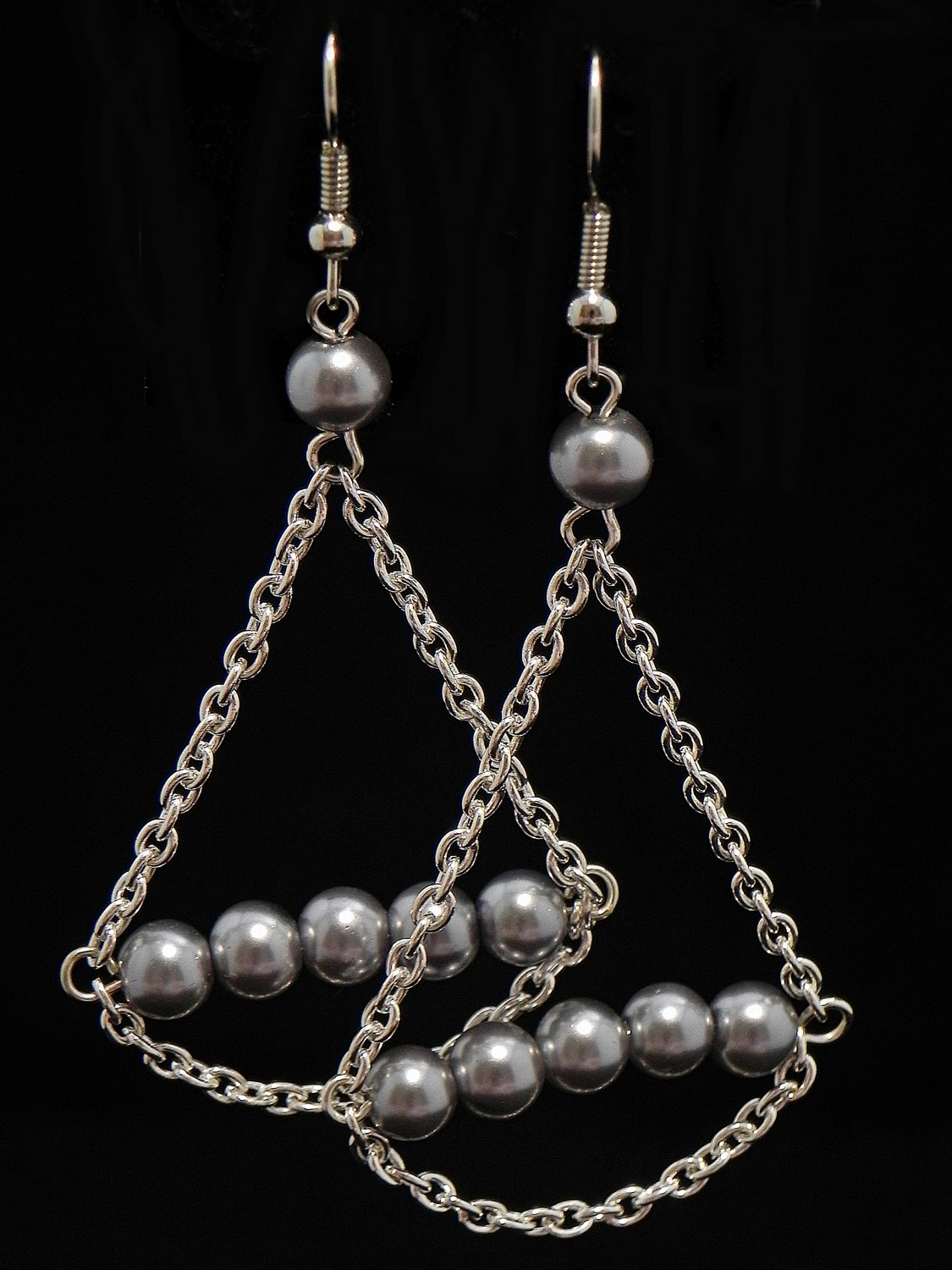 Dangling Pearl and Chain Earrings (Item#: 00303)