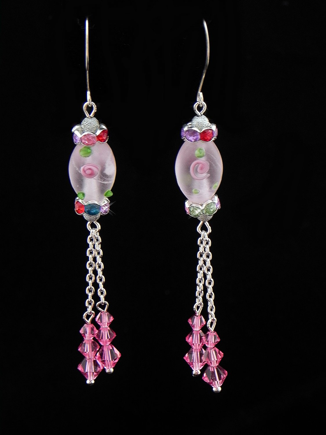 Pink Swarovski Crystal Earrings (Item:00342)