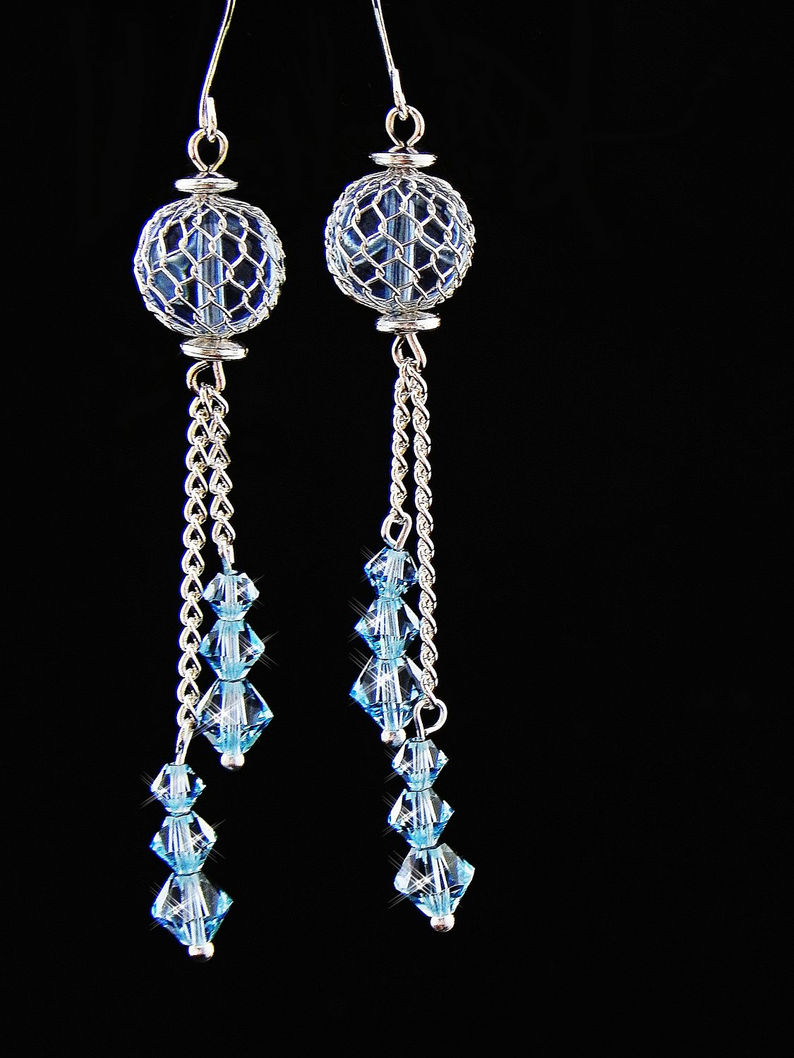 Baby Blue Swarovski Crystals Earrings (00306)
