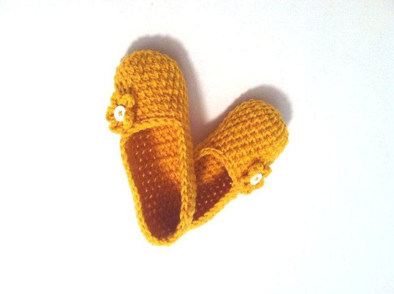 Mustard Crochet Slippers, Women's House Shoes by Vikni