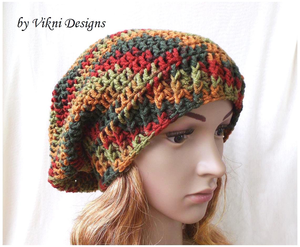 Slouchy Crochet Hat Beanie, Autumn Slouchy Hat by Vikni Crochet Designs