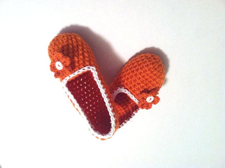 Orange Crochet Slippers, Women's Indoor House Shoes by Vikni