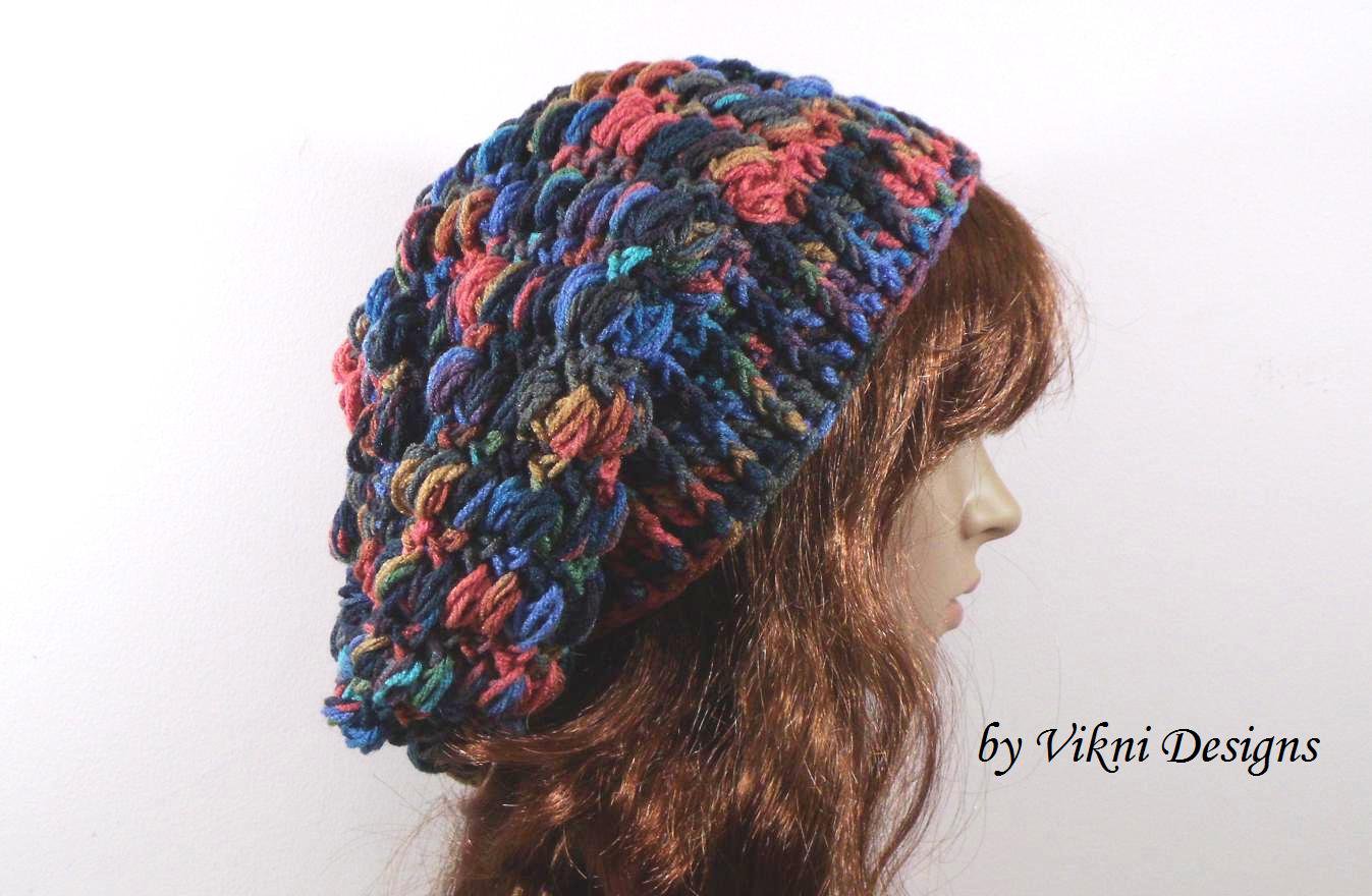 Crochet Slouchy Crochet Hat Beanie in Earthy by Vikni Crochet Designs