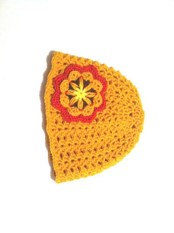 Crochet Hat Beanie in Gold Mustard by Vikni Crochet Designs