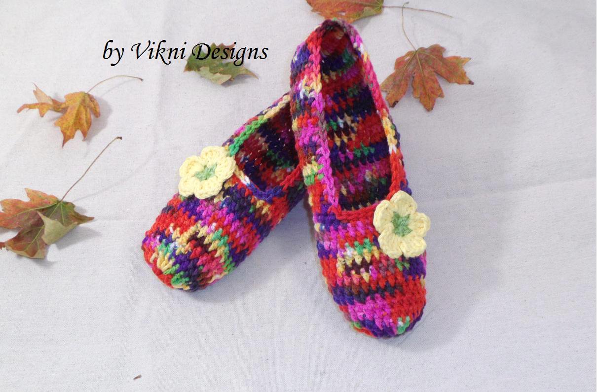 Butterfly Crochet Slippers, Women's Indoor House Shoes by Vikni