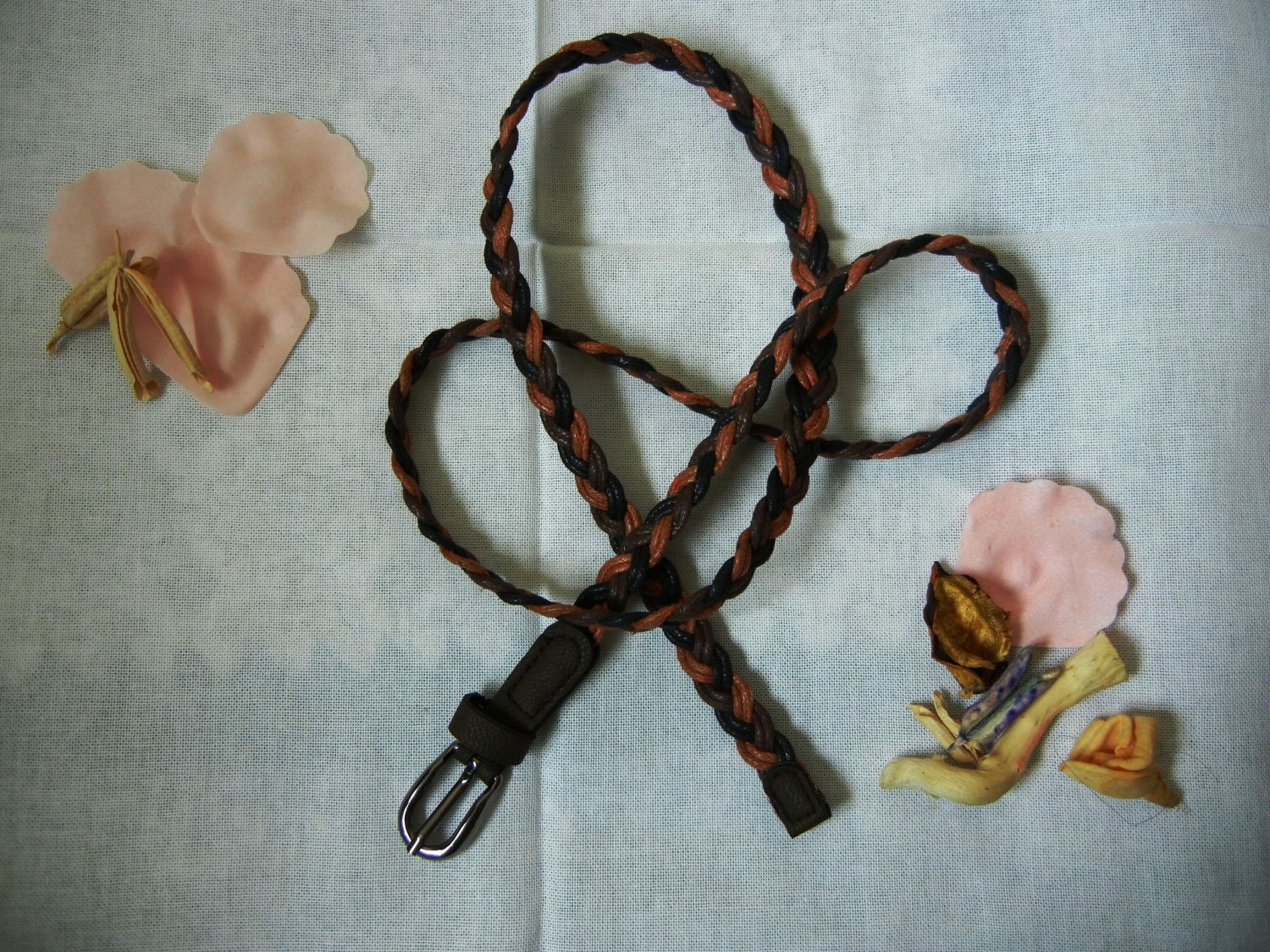 Woven braided belt - width 0.4inch Mixed Color
