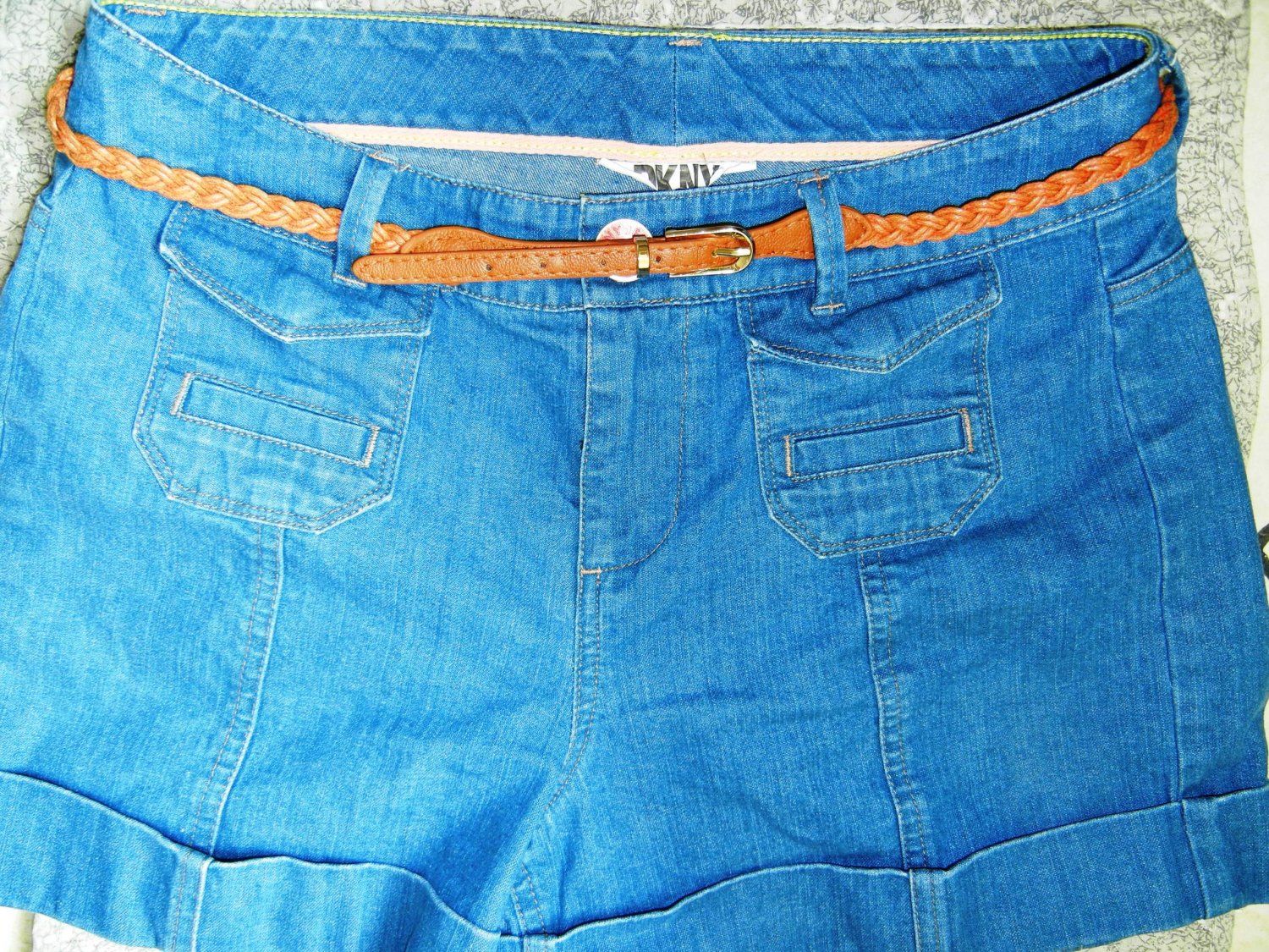 woman Woven Braided Belt with Golden Buckle - Width 0.4inch Golden Rod