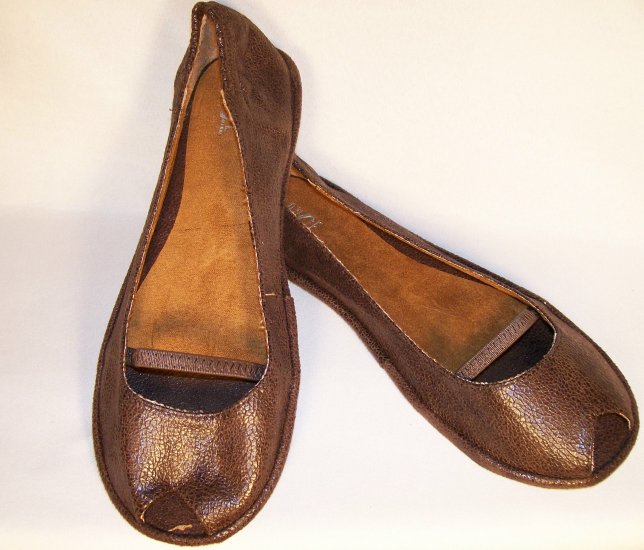 ballet flats open toe brown size 8