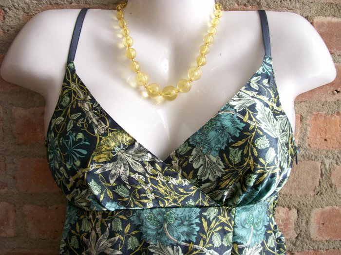 OutFitKit retro print flower gold navy blue ankle length slip dress with accessories