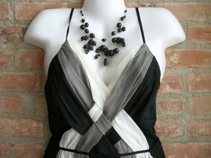 OutFitKit black grey white 1950's style sleeveless strappy cocktail dress with accessories
