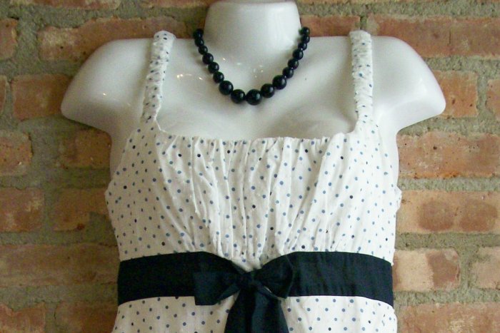 OutFitKit blue white polka dot sleeveless summer dress with accessories