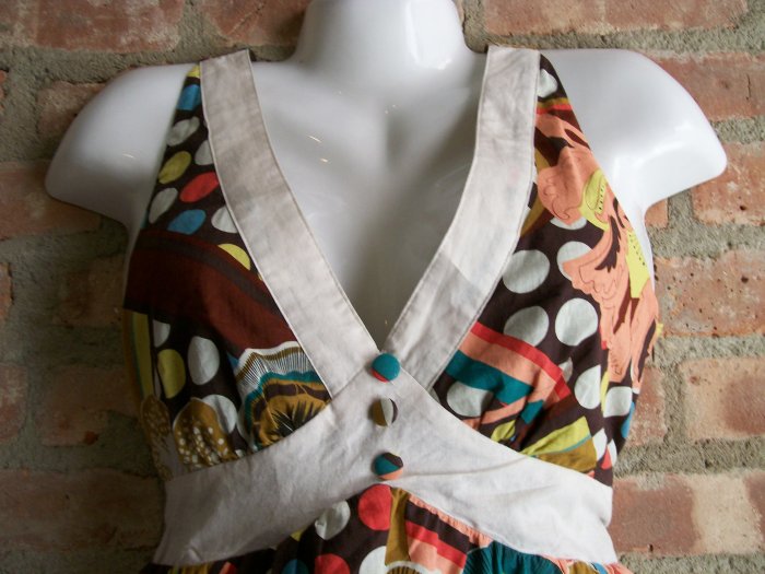 OutFitKit funky retro graphic print halter empire waist tieback dress with accessories