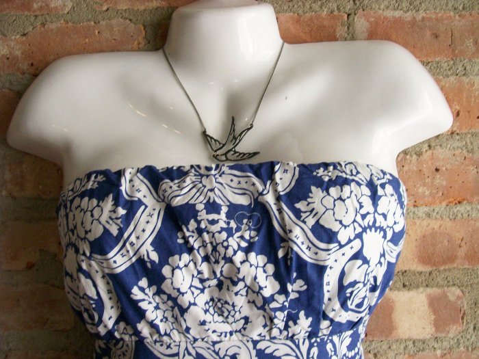 OutFitKit electric blue white french toile tube dress with accessories