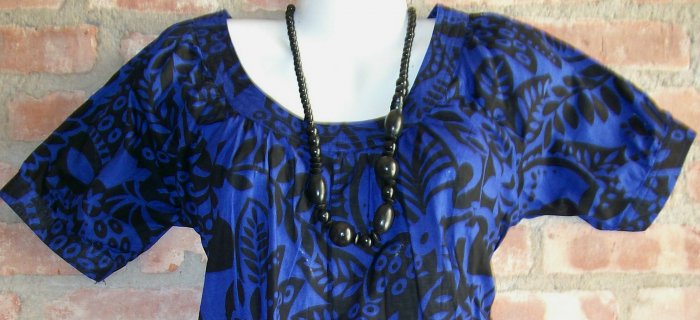 OutFitKit boho blue brown tropical flower print tunic with accessories