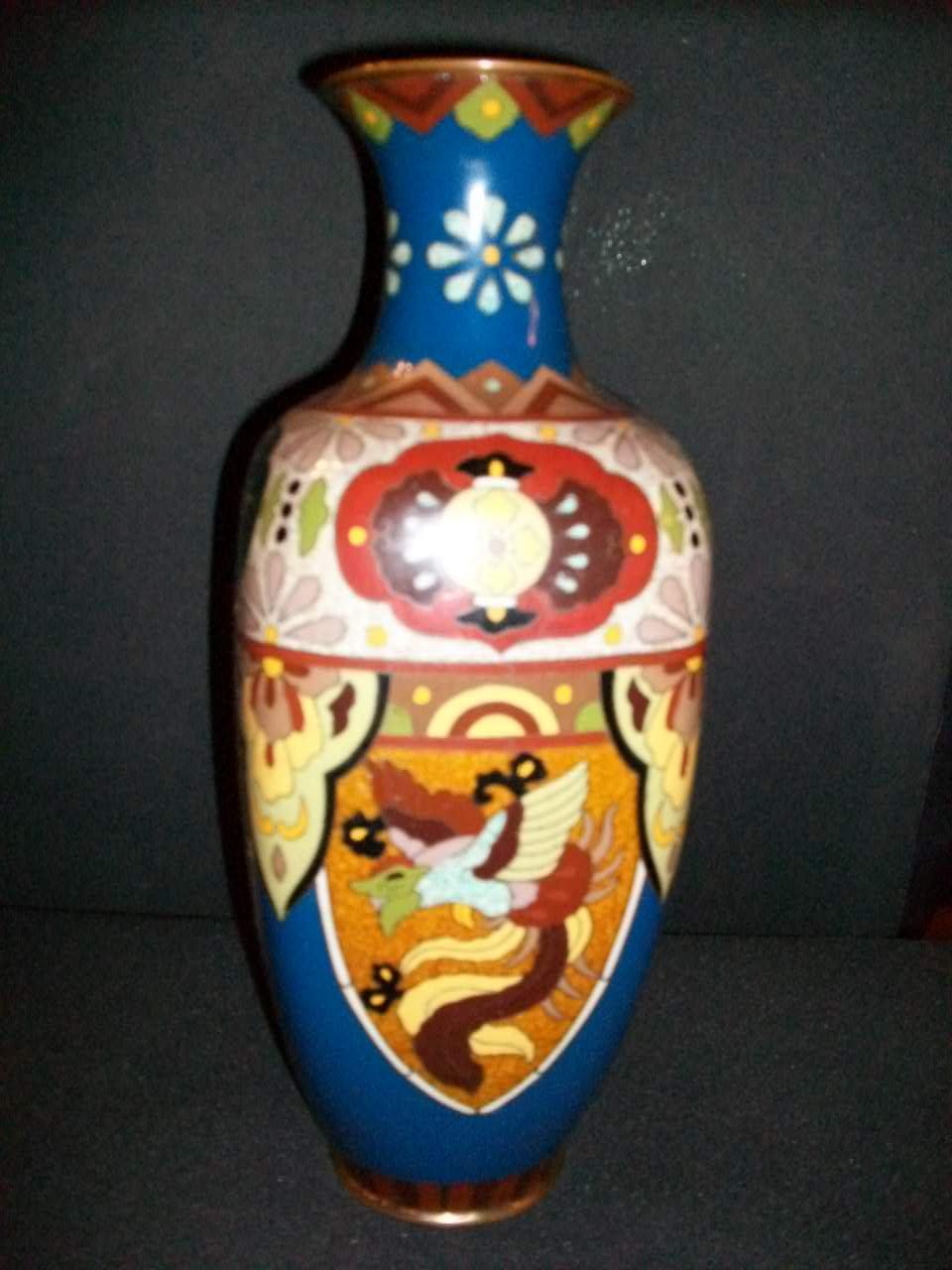 12 " Enameled over copper vase
