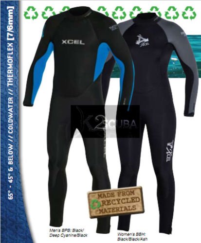 NEW XCEL WOMENS THERMOBAMBOO 7/6/5MM WETSUIT BLACK; 10