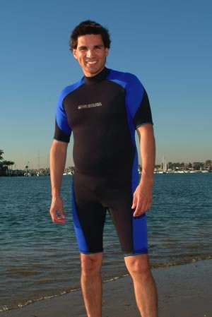 XS SCUBA 2MM PYRO STRETCH SHORTY BLACK/BLUE SIZE 2XL