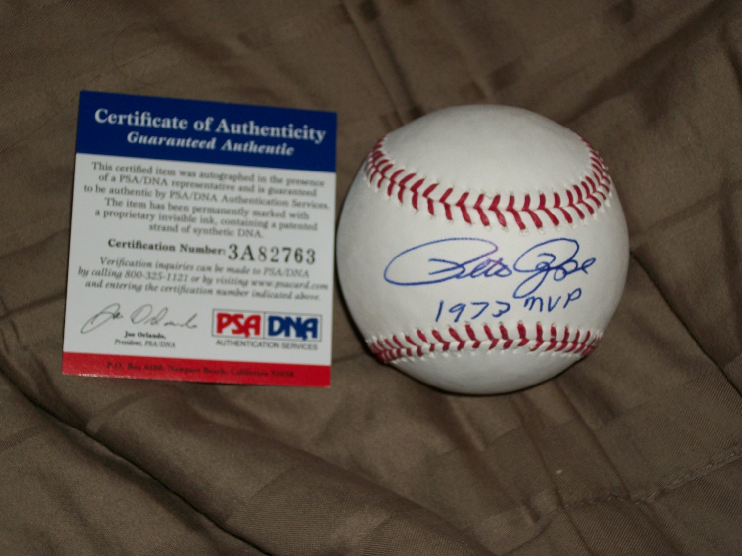 Pete Rose autographed 1973 MVP baseball