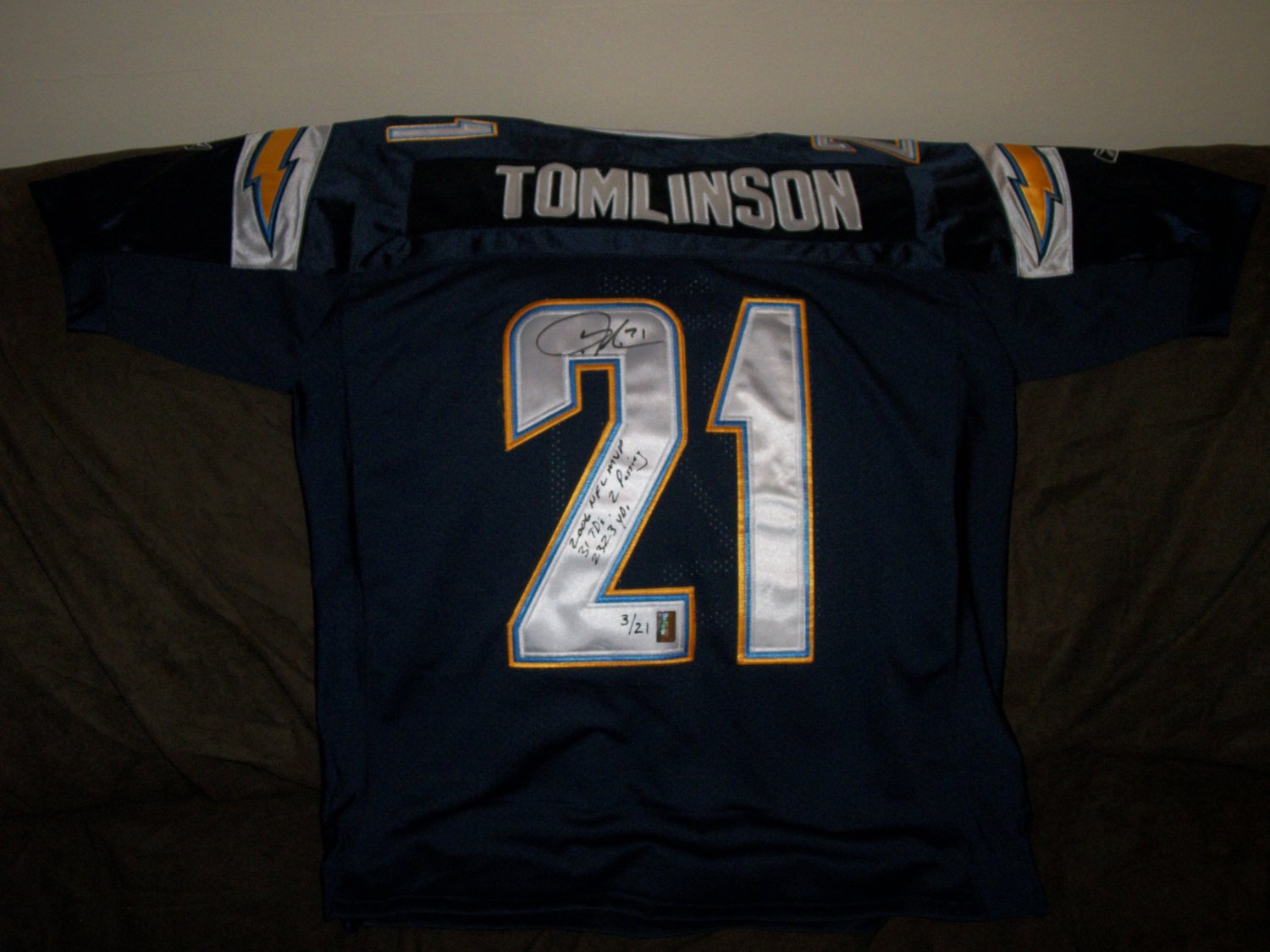Ladanian Tomlinson Authentic LE Away Autographed Chargers Jersey