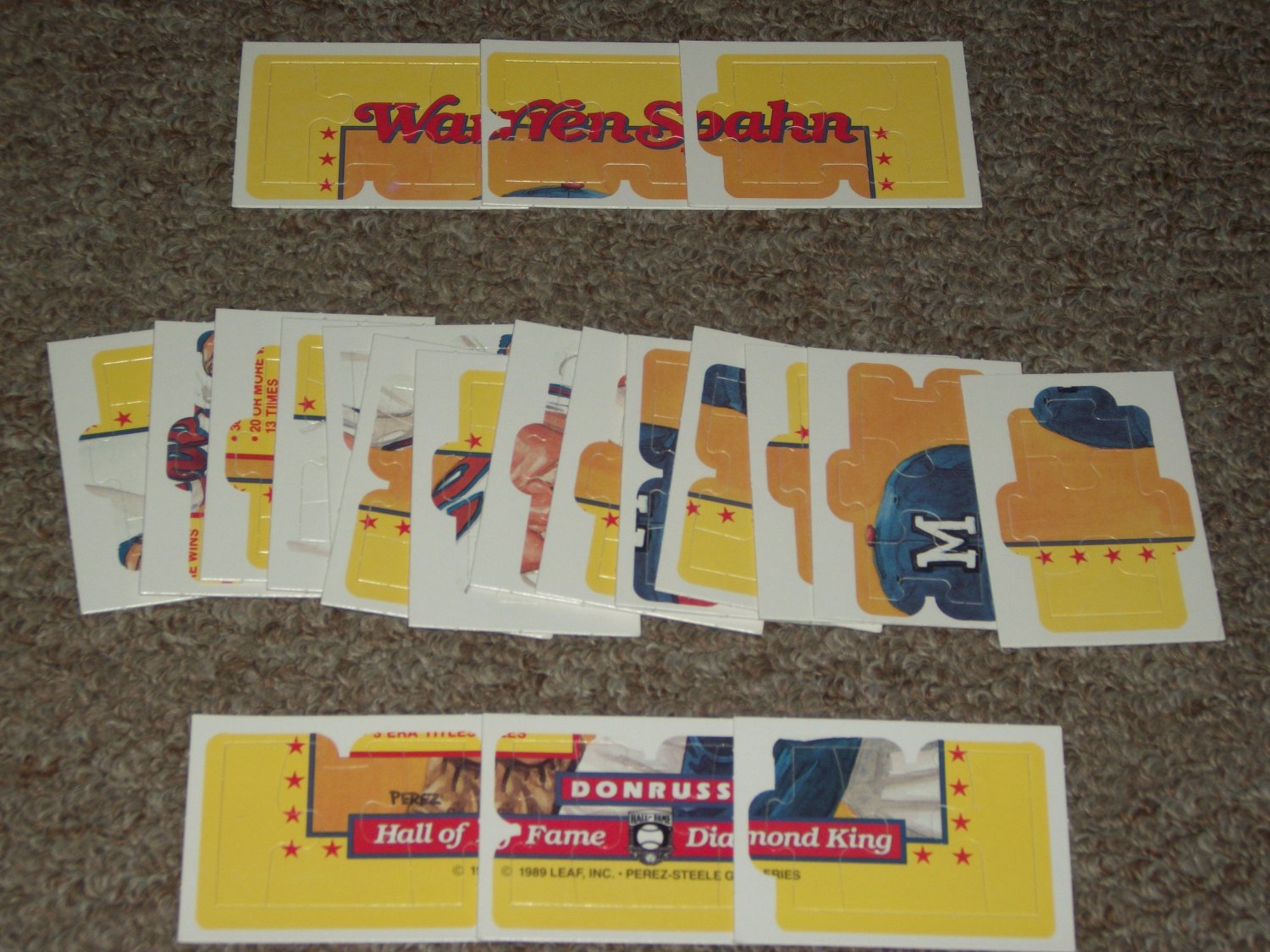 Rare Warren Spahn 1989 Donruss Diamond King Puzzle-Complete Set