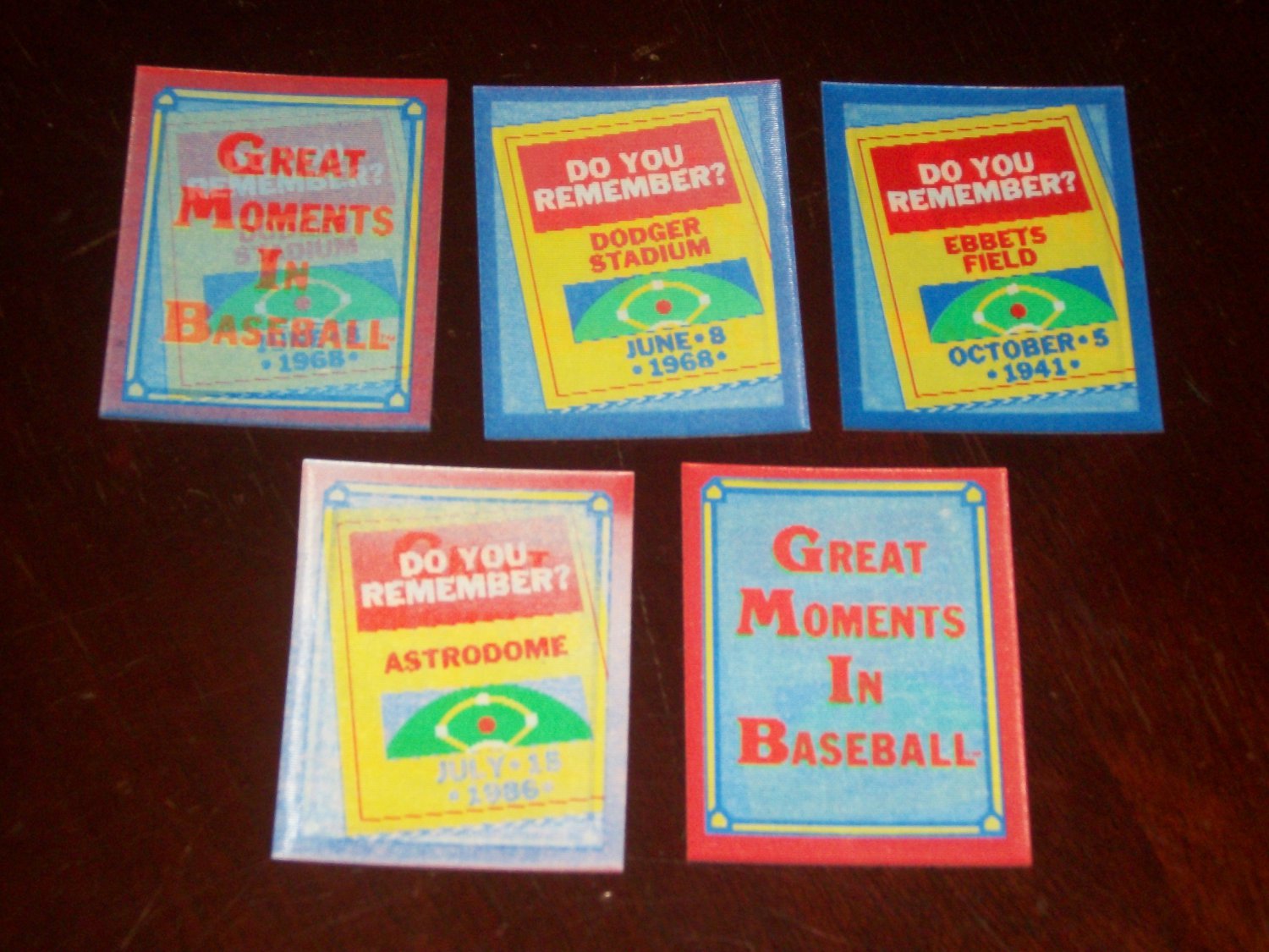 1988 Score- Great Moments In Baseball Reflector Inserts- 5 pk