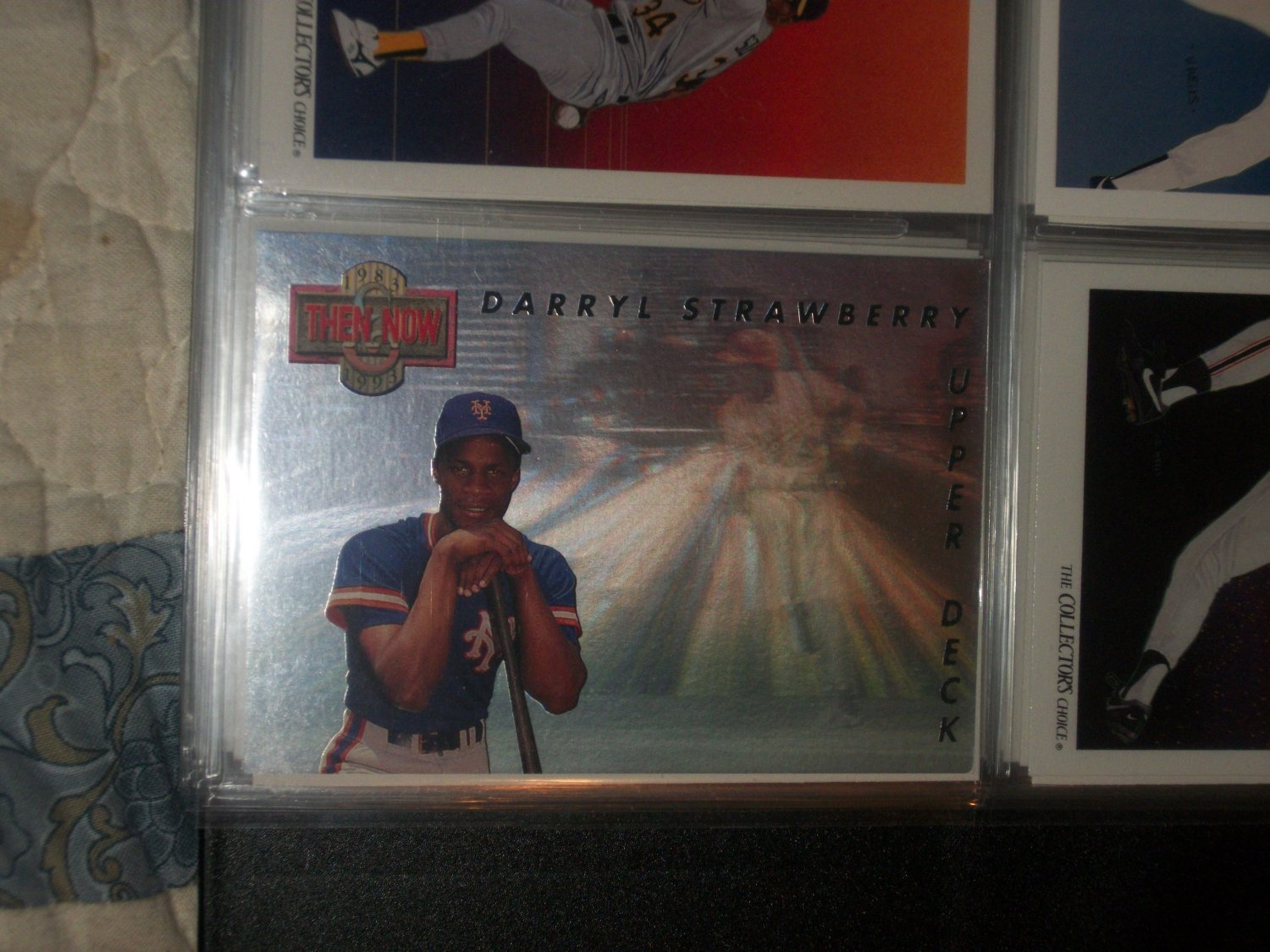 Darryl Strawberry 93 UD Then+Now Hologram Rare Insert Baseball Card