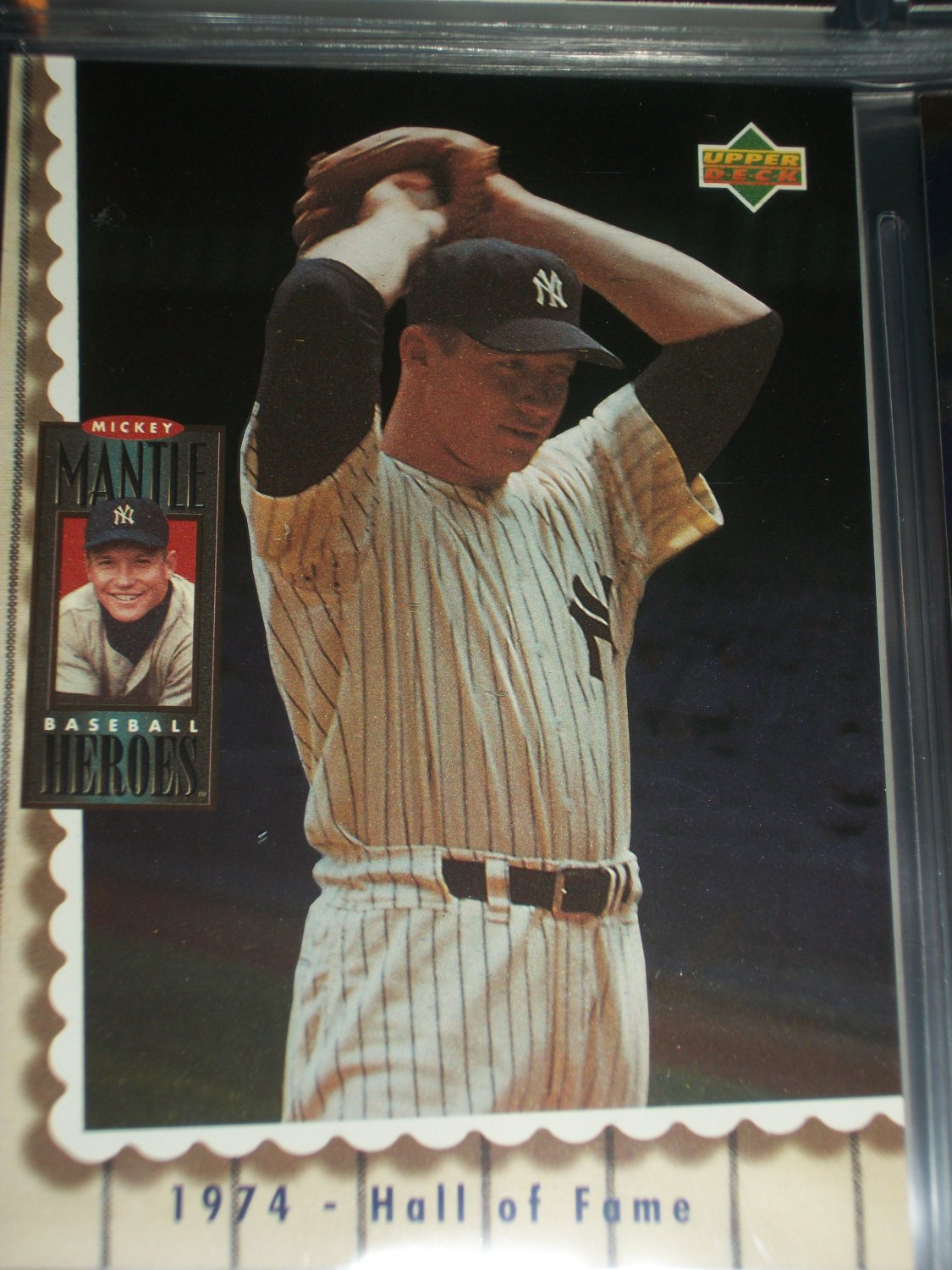 Mickey Mantle 94 UD Rare "Baseball Heroes" insert series- #71/72 1974 HALL OF FAME