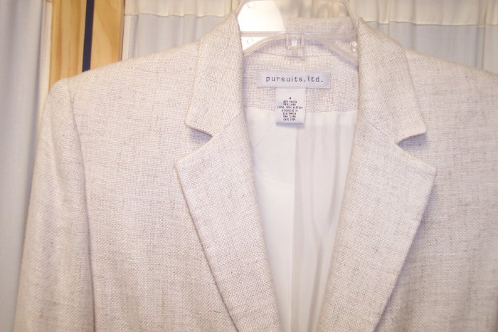 Pursuits Ltd Cream Linen Blazer Jacket Size 4 101-166hjacket Once Is Never Enough