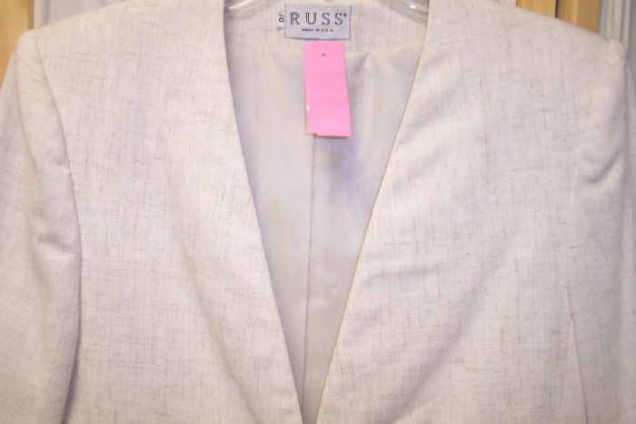 Russ Cream Beige Linen Blazer Jacket Size 10 101-417 Once Is Never Enough