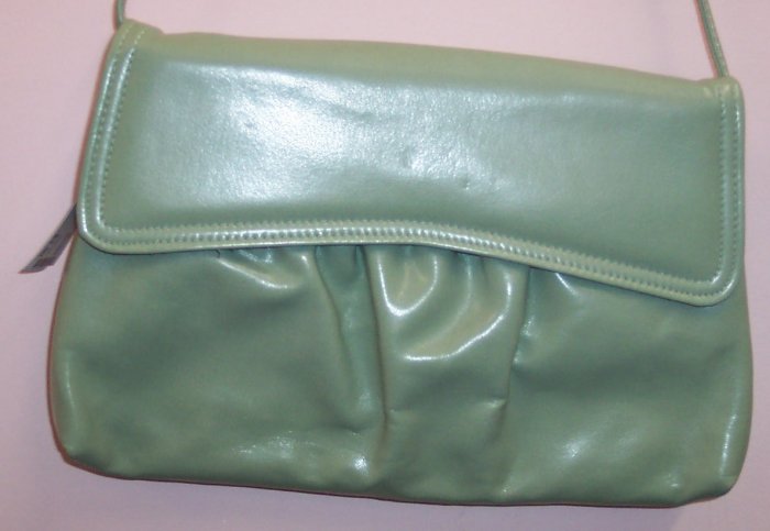 Vintage Sage Vinyl Purse Handbag Clutch 402-596 Once Is Never Enough