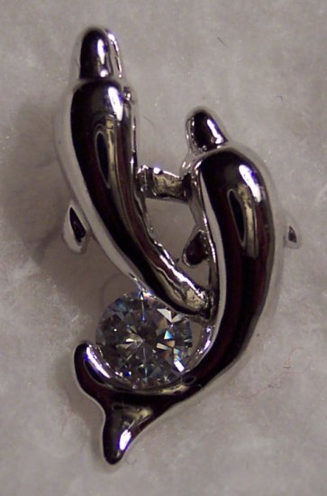 New Swarovski Crystal Dolphin Non Tarnishing Silver Rhodium Pendant Drop Slide 621-23 621-22