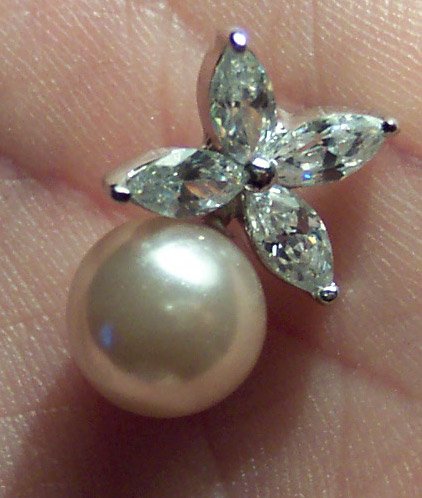 New Swarovski Crystal Non Tarnishing Silver Rhodium Pendant Drop Slide 621-25 621-24
