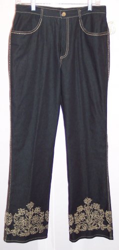 NWOT Peter Nygard Black Denim Embellished Jeans Size 10 686-141