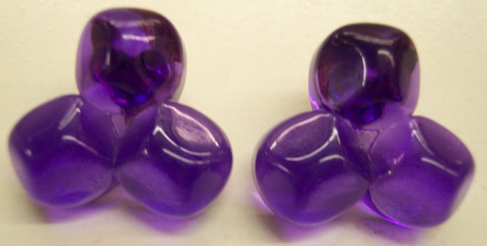 Funky Fun Purple PLASTIC Lucite CLIP EARRINGS 101-451 Retro Costume Jewelry Red Hat Altered Art